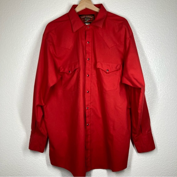 Red Rider Men's Western Shirt Button Down XXL Red Rodeo Snap Buttons Cowboy - Picture 4 of 15